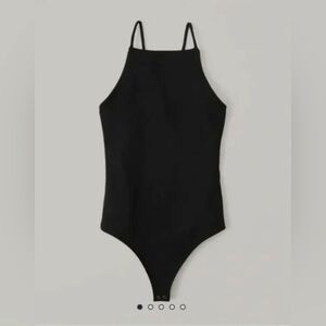 A&F M double-layer Seamless Boatneck Bodysuit Medium Black NWT